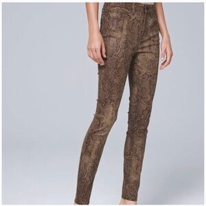 White House Black Market Snake Print High Rise Skinny Jeans Brown Size 8 NWT